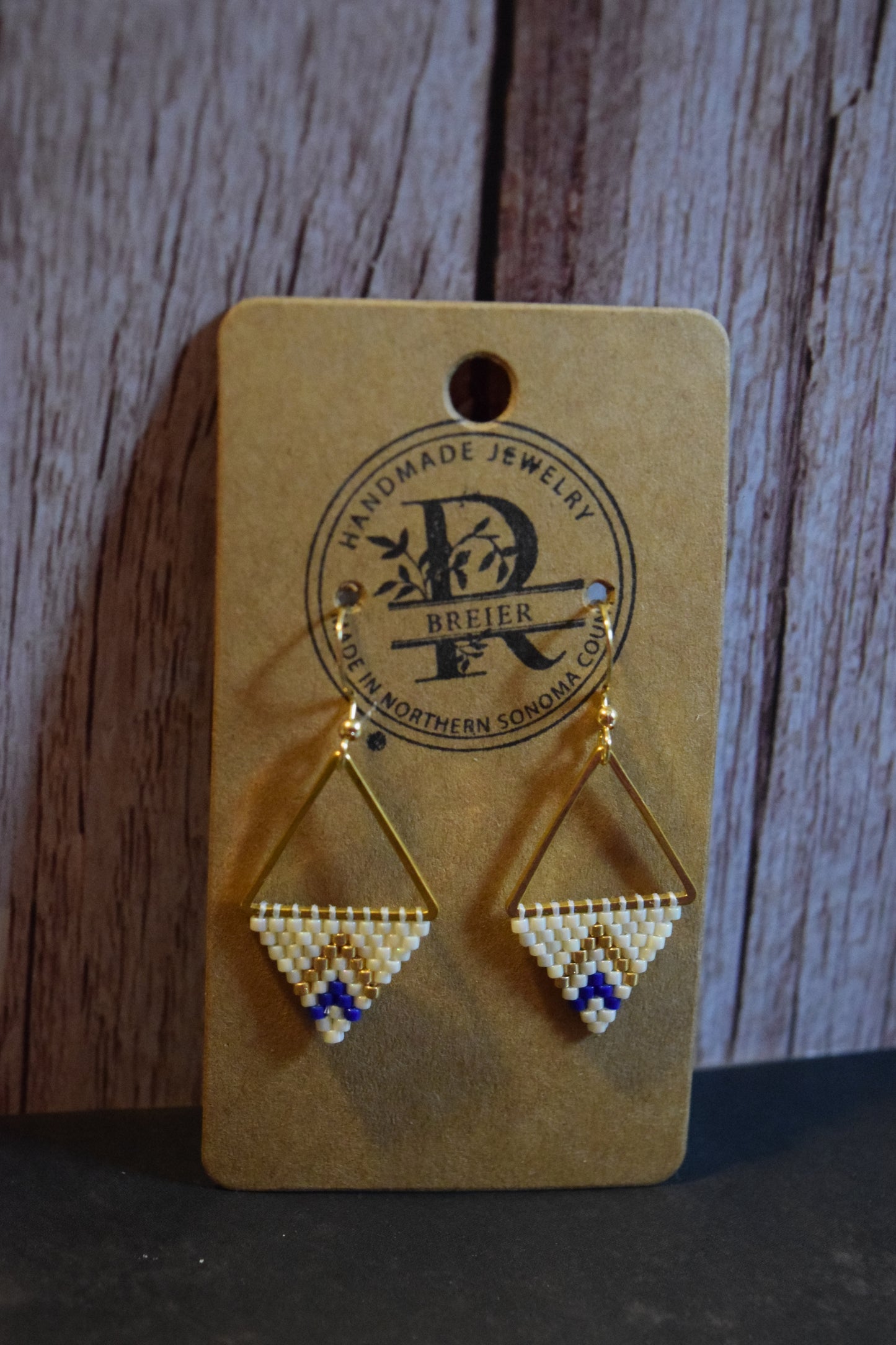 Cream, Blue, and Gold Triangles