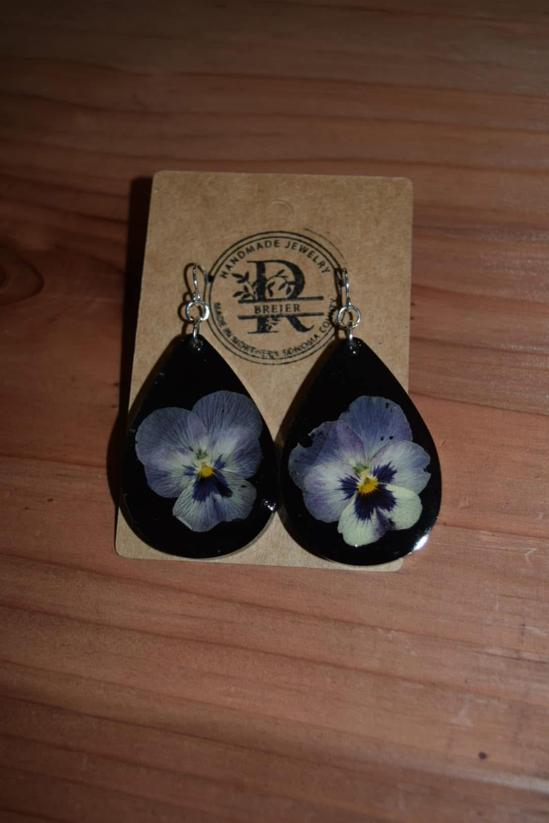 Resin Pansy Earrings