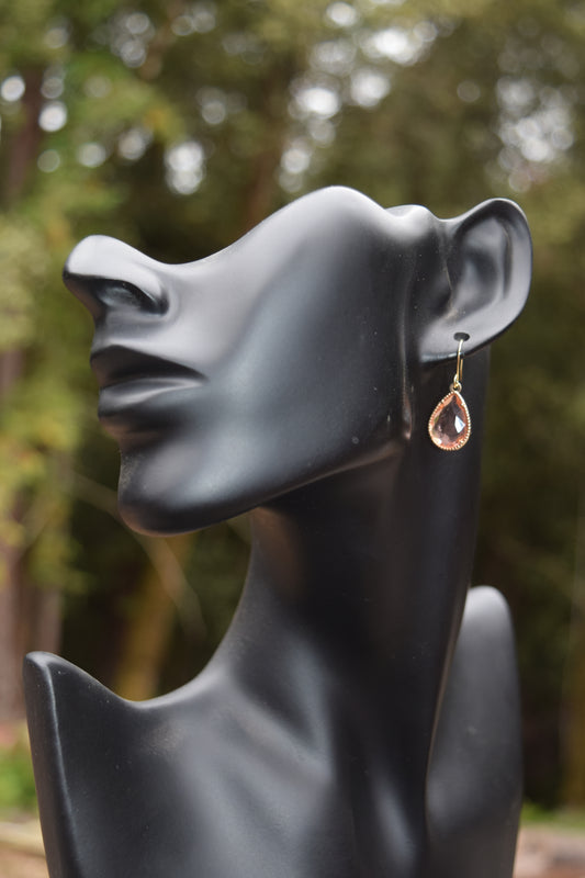 Pink Zicon Glass Teardrops
