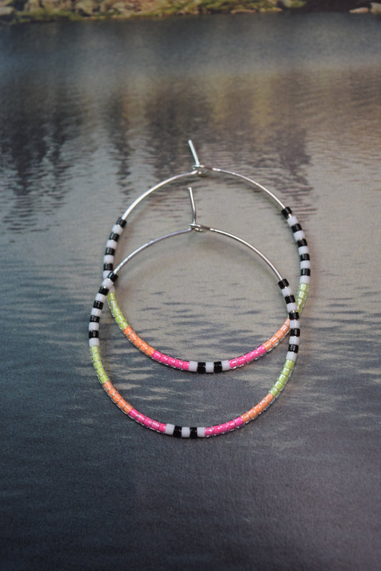 Neon Beaded Hoops