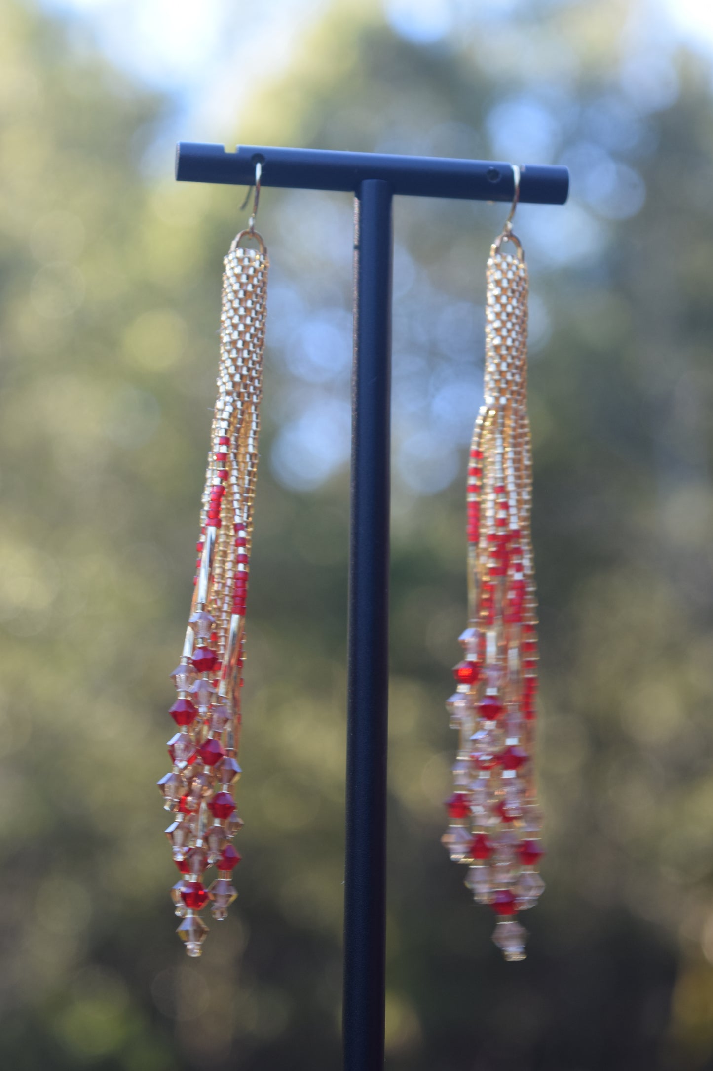 Red and Gold Crystal Tassels