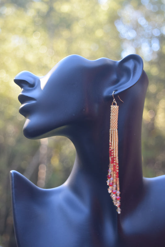Red and Gold Crystal Tassels