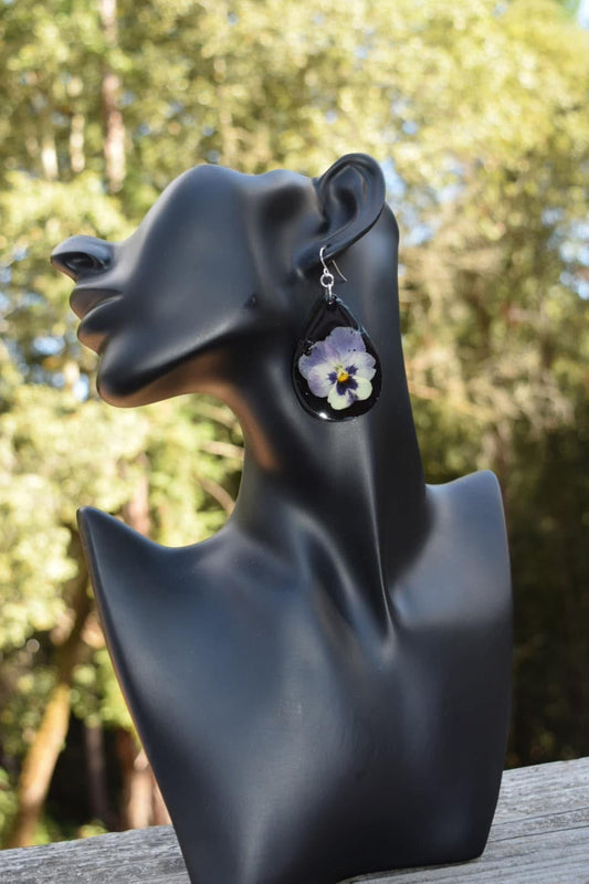 Resin Pansy Earrings